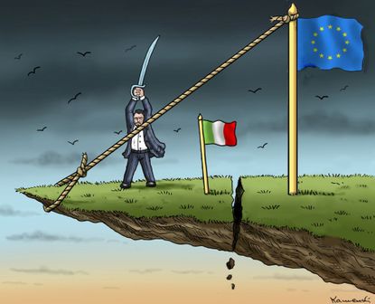 Political cartoon World Italy Giuseppe Conte European Union