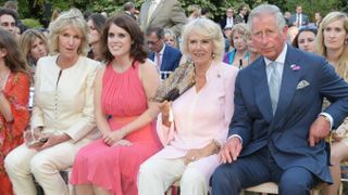 Annabel Elliot, Princess Eugenie of York, Camilla, Duchess of Cornwall, and Prince Charles, Prince of Wales, attend the Quintessentially Foundation and Elephant Family's Royal Rickshaw Auction