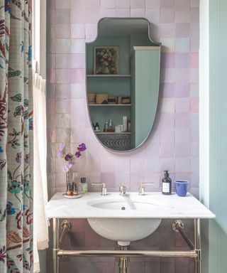 purple tiled bathroom