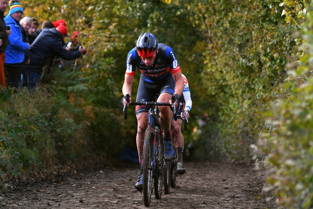 OUDENAARDE BELGIUM NOVEMBER 01 Toon Aerts of Belgium and Team Baloise Trek Lions competes during the 32nd Koppenbergcross Grand Prix Jolien Verschueren 2021 Mens Elite Koppenbergcross Oudenaarde X2OBadkamersTrofee on November 01 2021 in Oudenaarde Belgium Photo by Luc ClaessenGetty Images