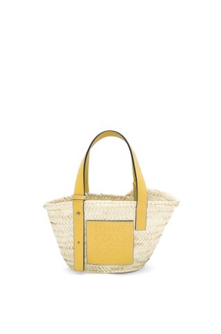 Loewe, Small Basket bag in palm leaf and calfskin