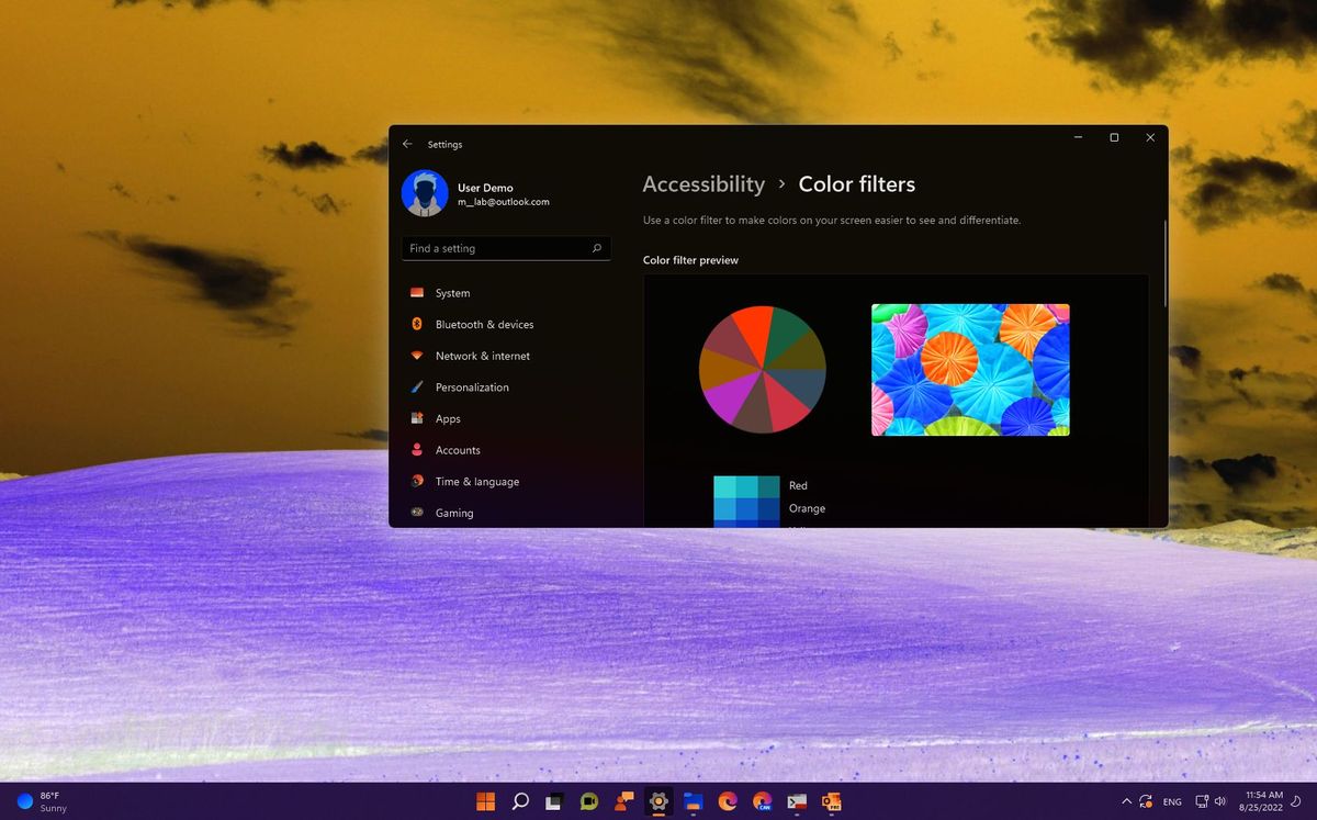 How to change the colours using colour filters in Windows 10