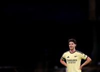 BIRMINGHAM, ENGLAND - AUGUST 31: Declan Rice of Arsenal during the Premier League 2026/27 match between Aston Villa FC and Arsenal FC at Villa Park on August 31, 2026 in Birmingham, England. (Photo by Carl Recine/Getty Images)