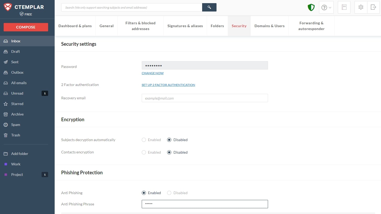 CTemplar secure email review 5