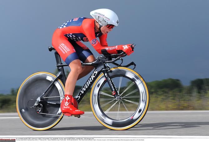 Evelyn Stevens (USA) rides to the bronze at the 2014 Worlds ITT