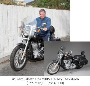 William Shatner on his motorcycle