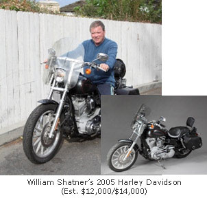 William Shatner on his motorcycle