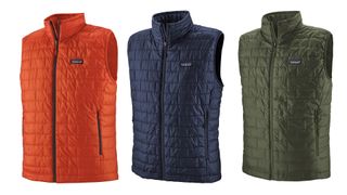 Patagonia Nano Puff Vest in three colors on white background