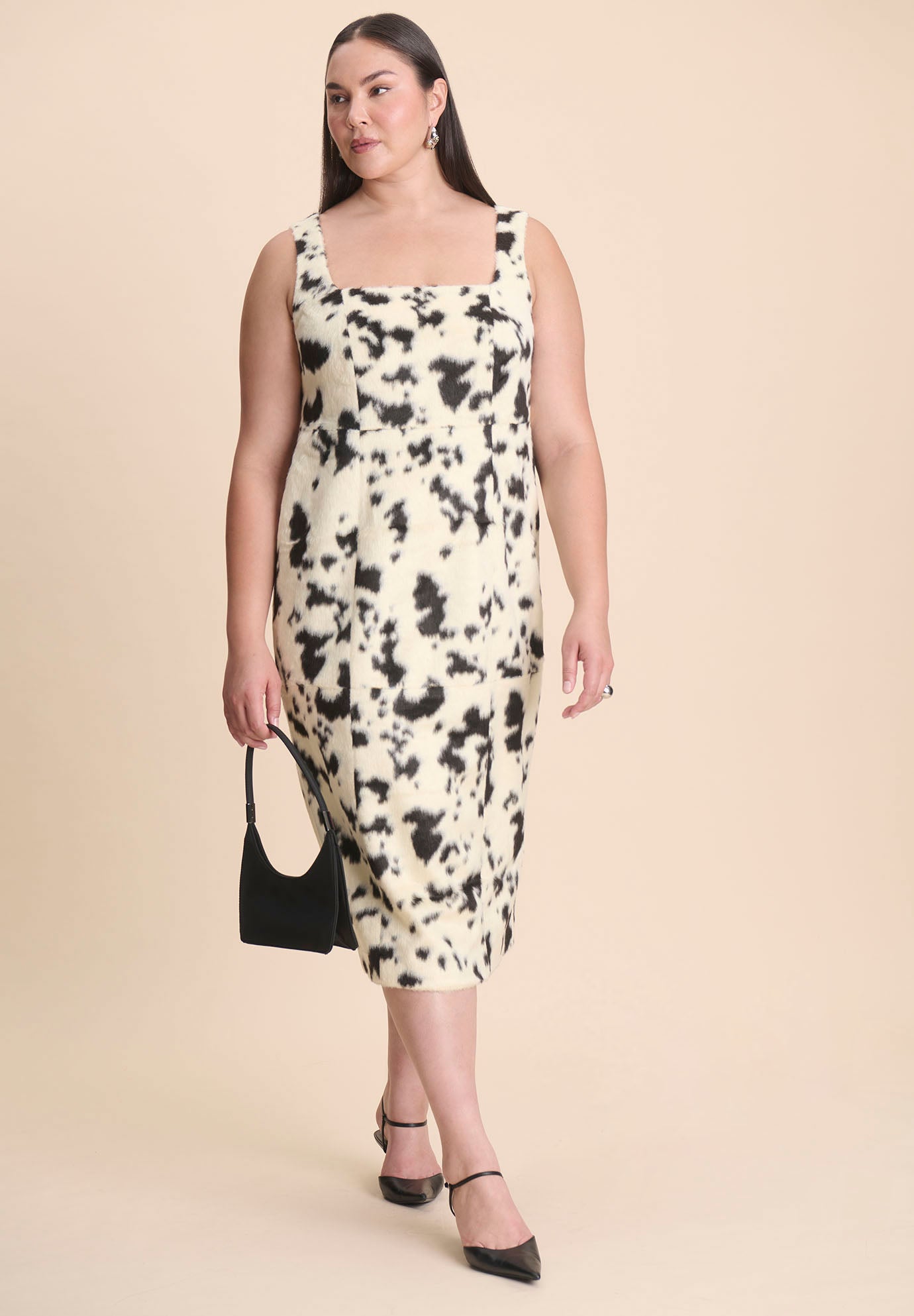 Faux Pony Hair Tank Dress