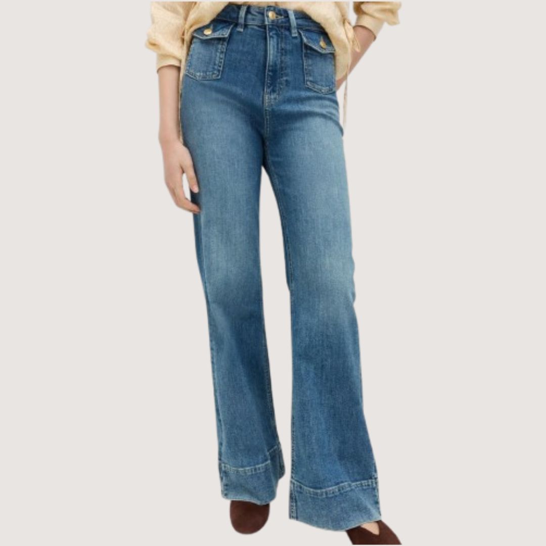M&amp;amp;S High Waisted Patch Pocket Flared Jeans