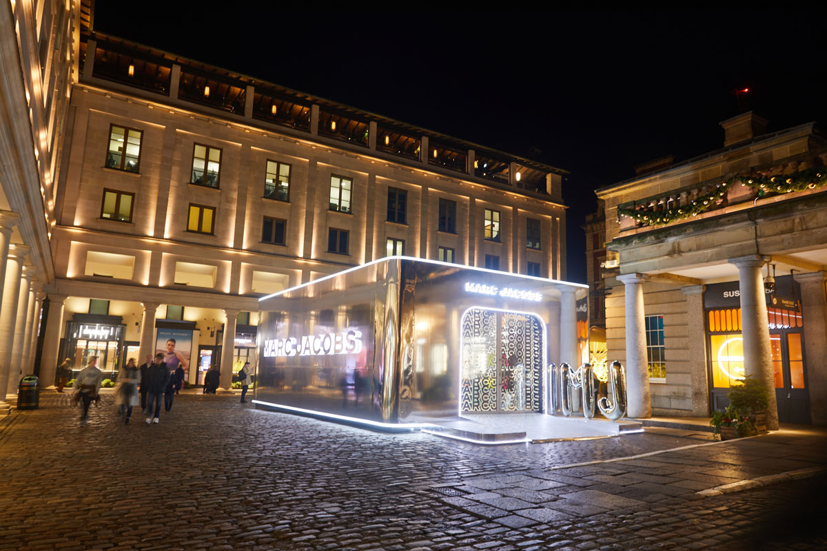 experiential design - a box with Marc Jacobs written on it