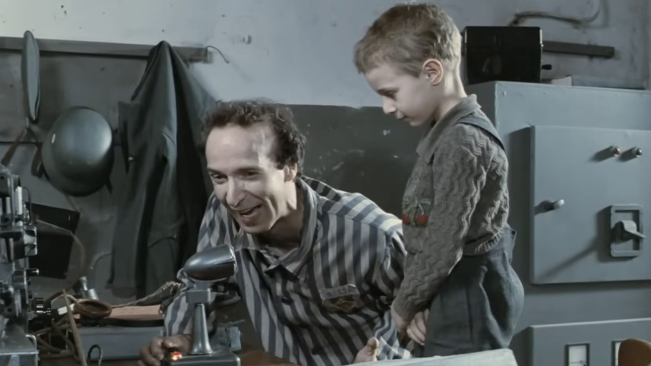Guido and Giosuè talk on the radio in a concentration camp in Life is Beautiful.