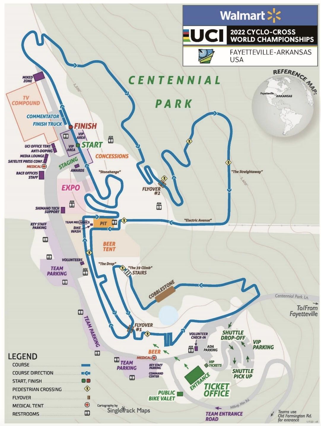 Course map in Centennial Park for Cyclo-cross World Championships in Fayetteville