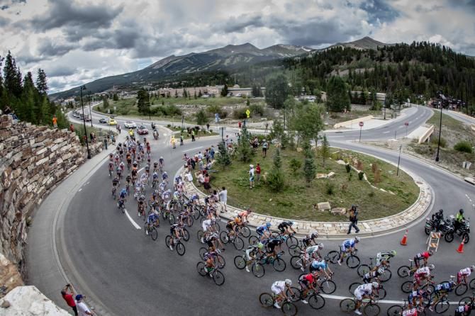 The race leaves Breckenridge under stormy skies.