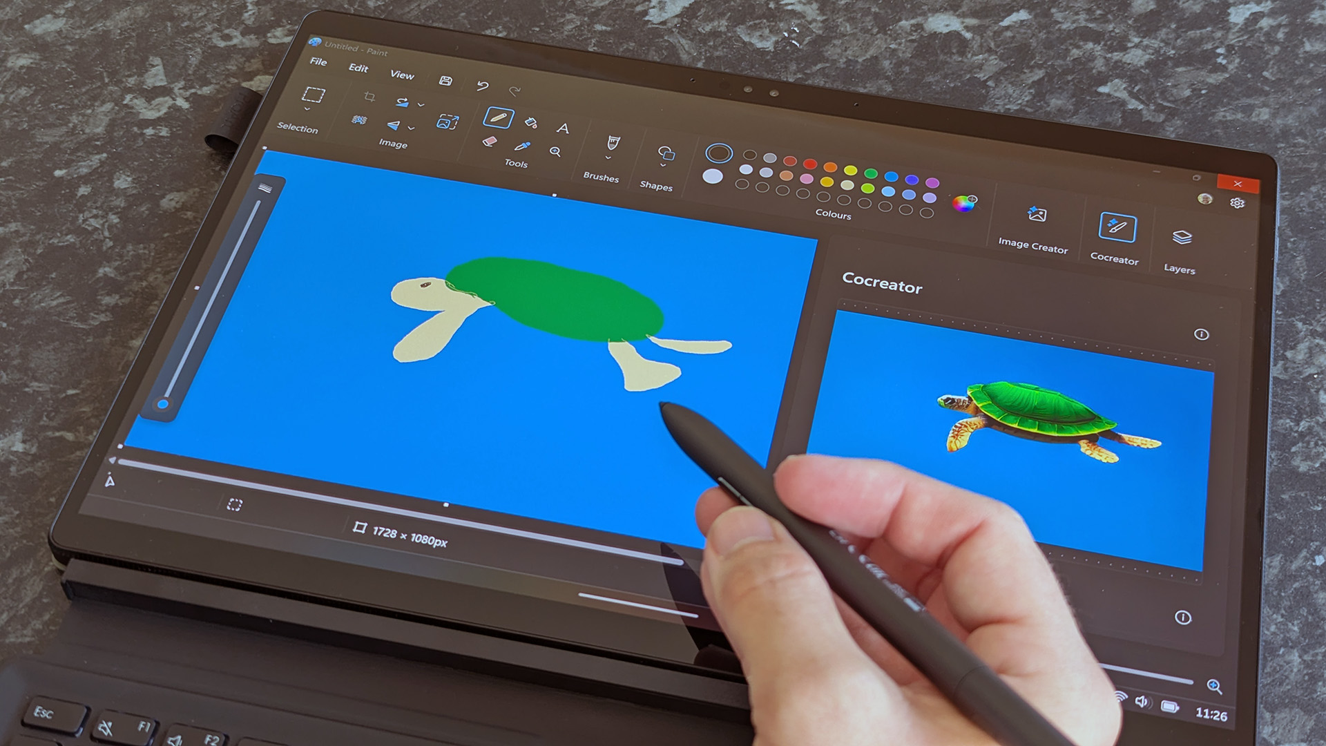 ASUS ProArt PZ13 Copilot+ PC using Cocreator in Paint with an ASUS Pen 2.0 stylus