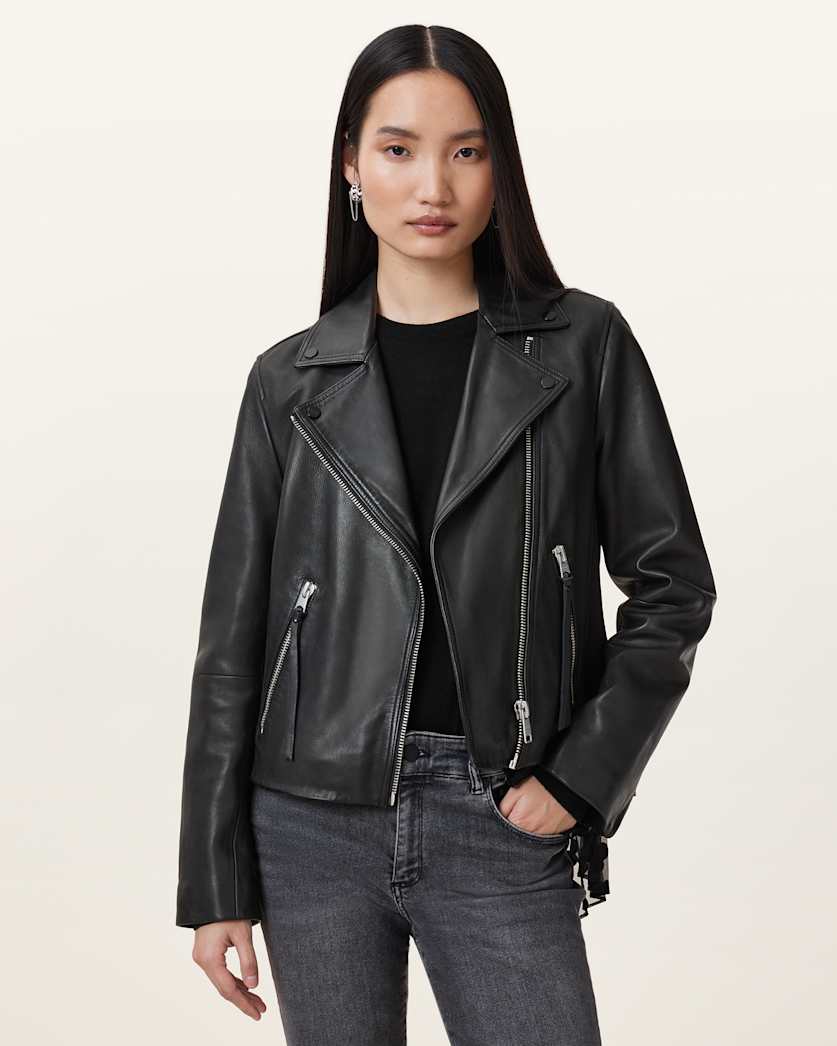 Dalby Slim Fit Leather Biker Jacket