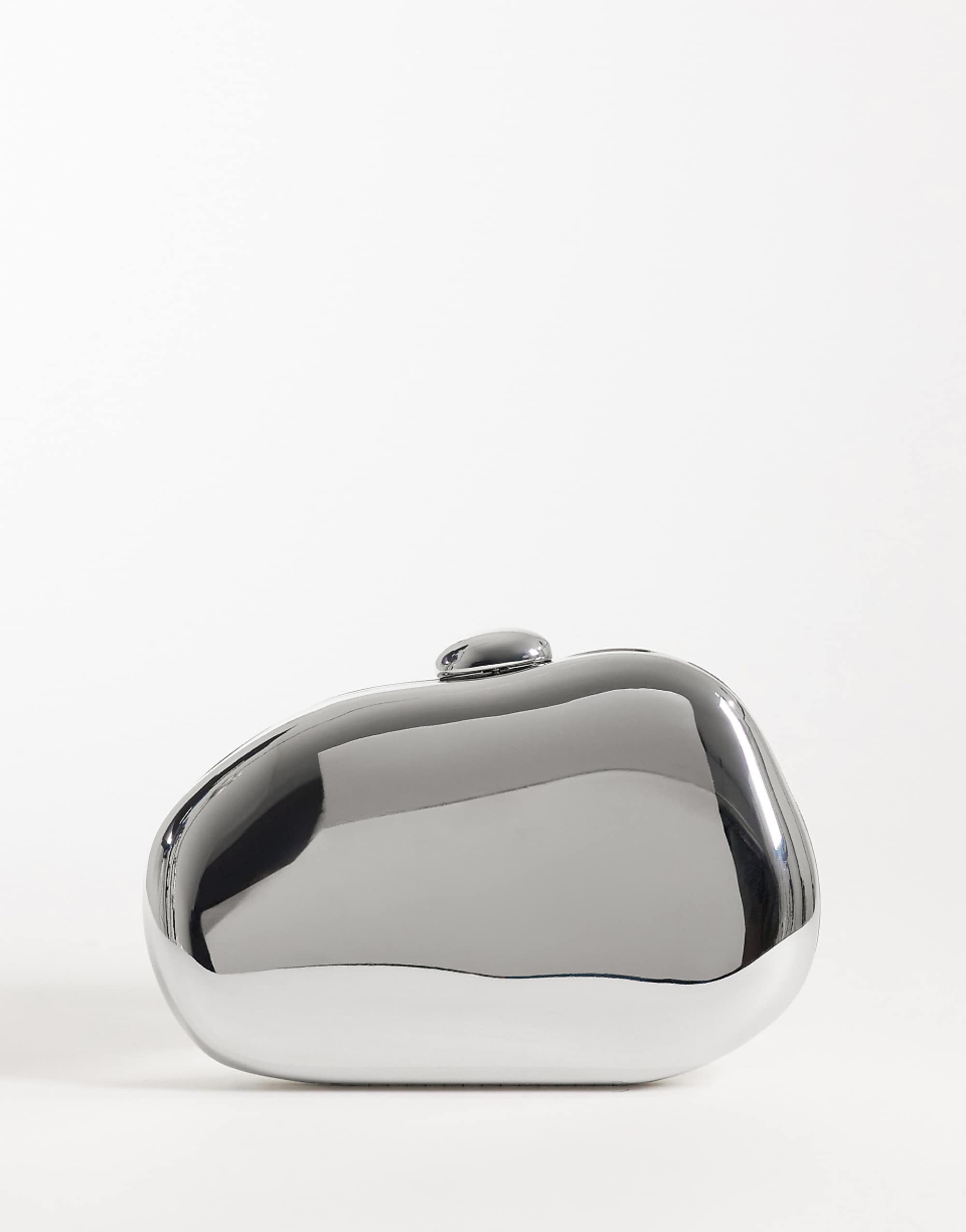 Asos Design Abstract Hardbox Clutch Bag With Cross Body Strap in Silver