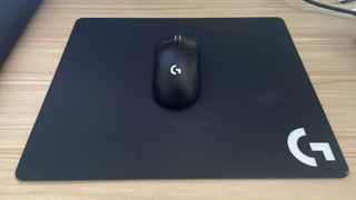Logitech G440 mouse pad on a desk.