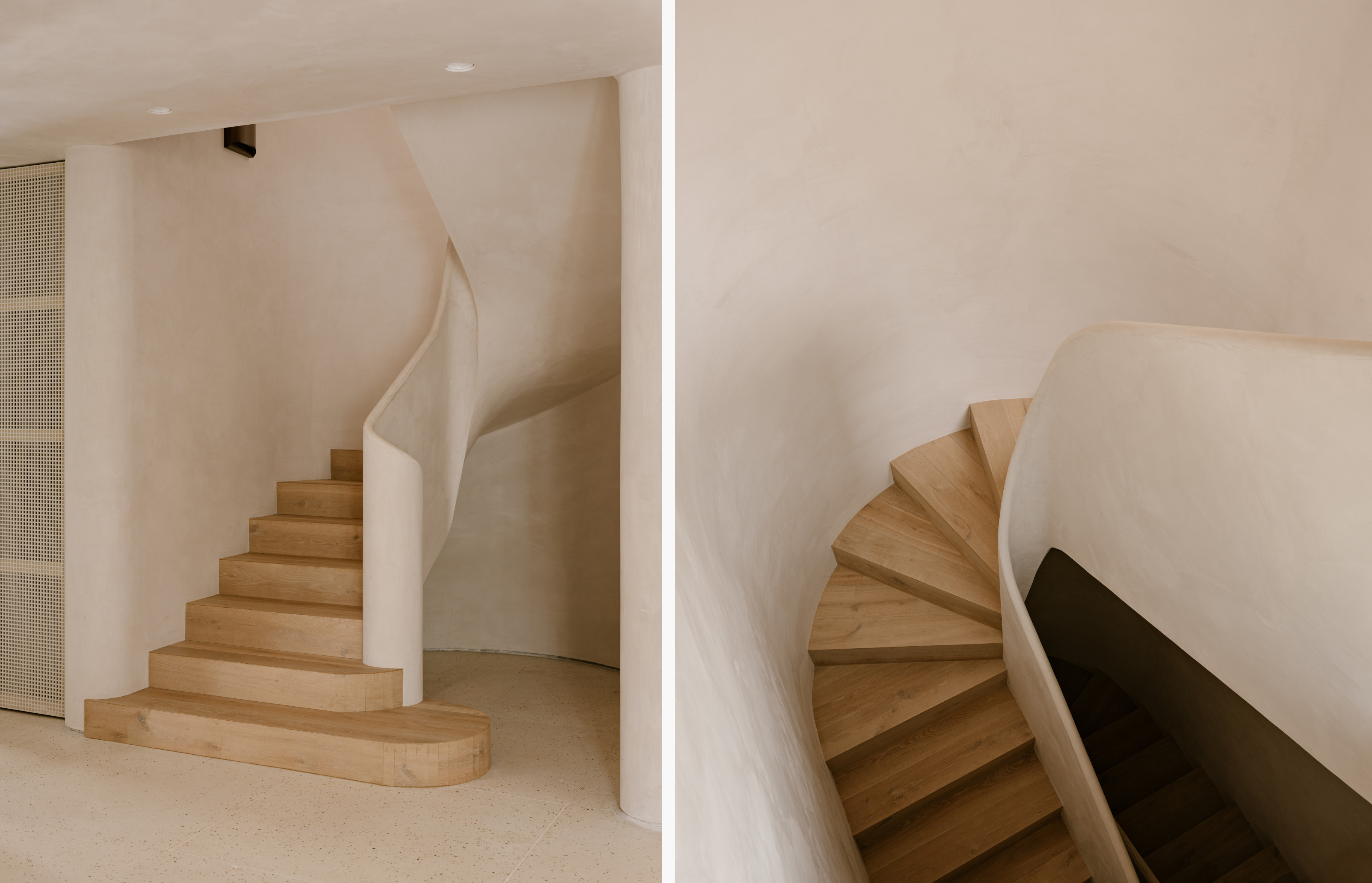 Two views of the central staircase