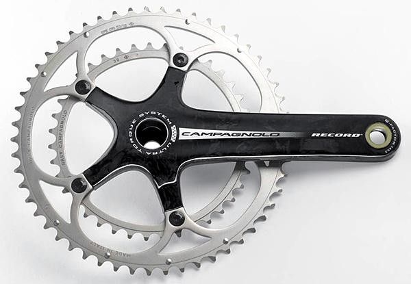 Record crankset with 53/39 chainrings.