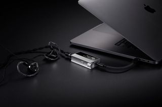 Astell & Kern HC5 DAC plugged into a MAC laptop