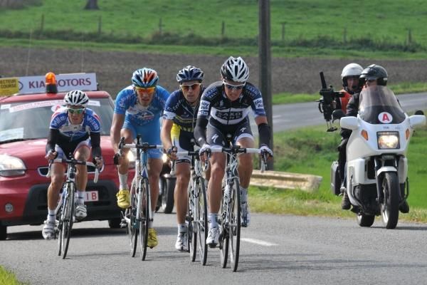 The four-man break stayed away for most of stage 1, but were swept up with 5km to go.