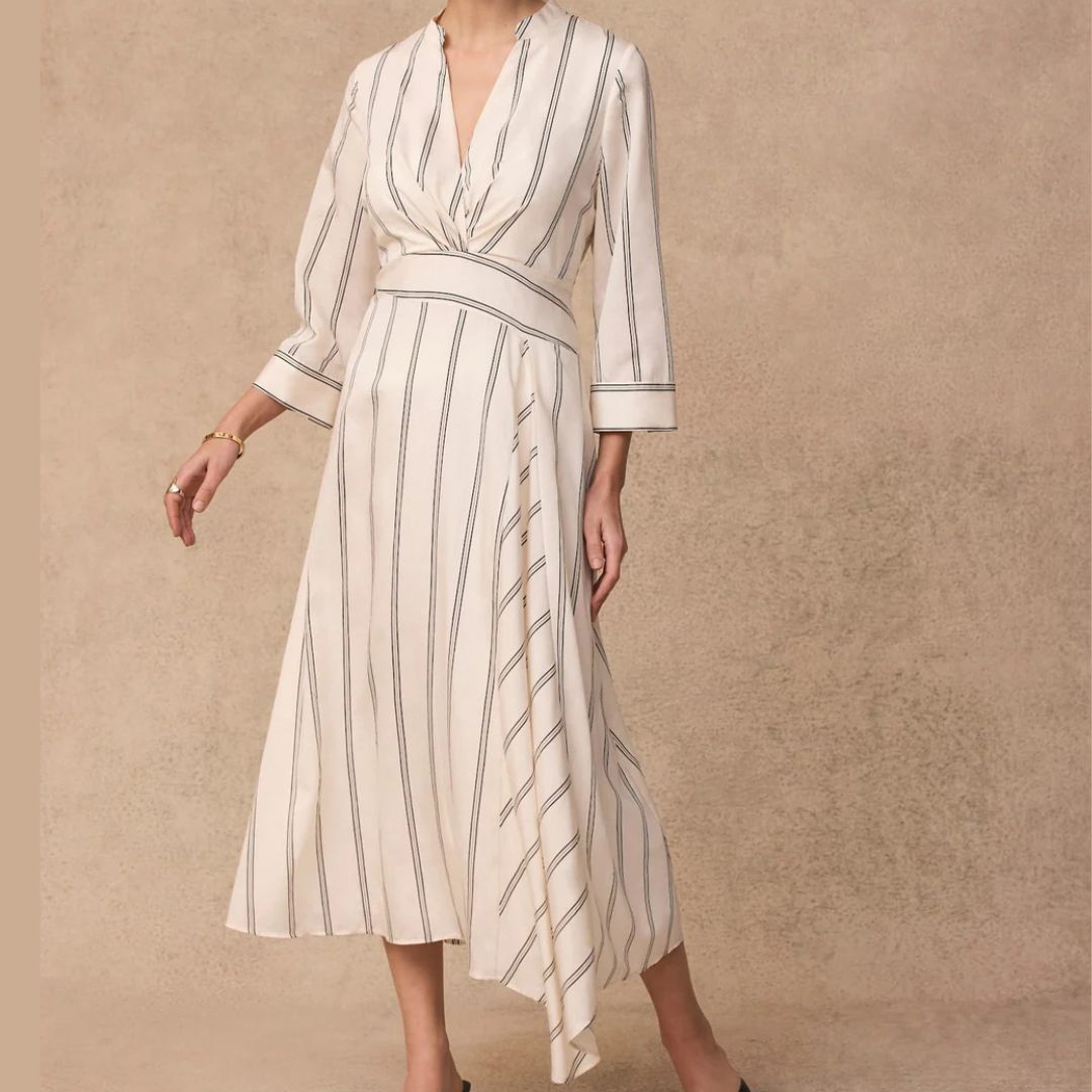 Mint Velvet Neutral Striped Midi