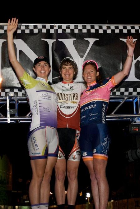 Jackie Crowell (3rd, Team Type 1), Nicky Wangsgard (1st, Roosters) and Carla Swart (2nd, Team Vera Bradley Foundation)