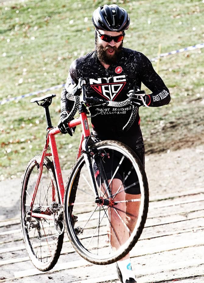 NYC Velo rider runs on course