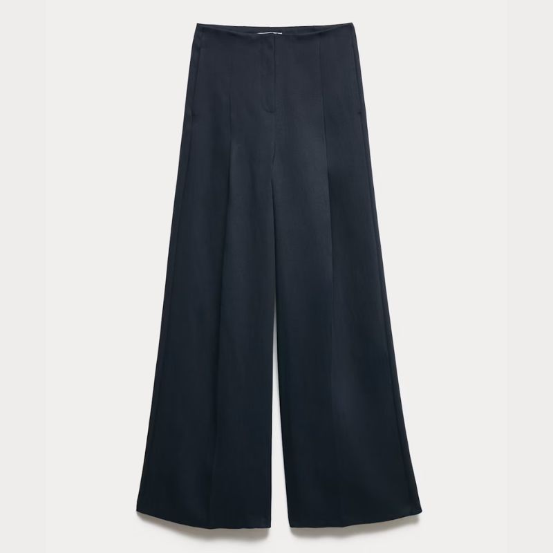 M&amp;amp;S, navy tailored trousers