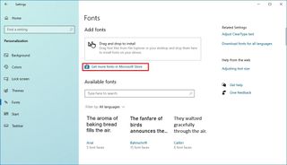 Download fonts from Microsoft Store option