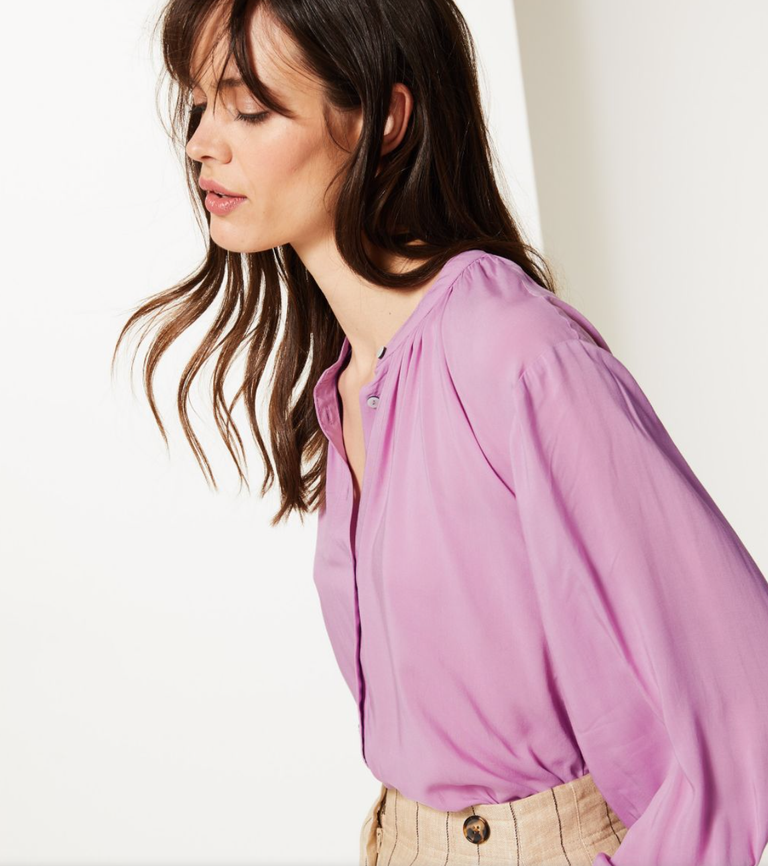 Shoppers are going wild for this £29.50 M&S lilac blouse | Woman & Home