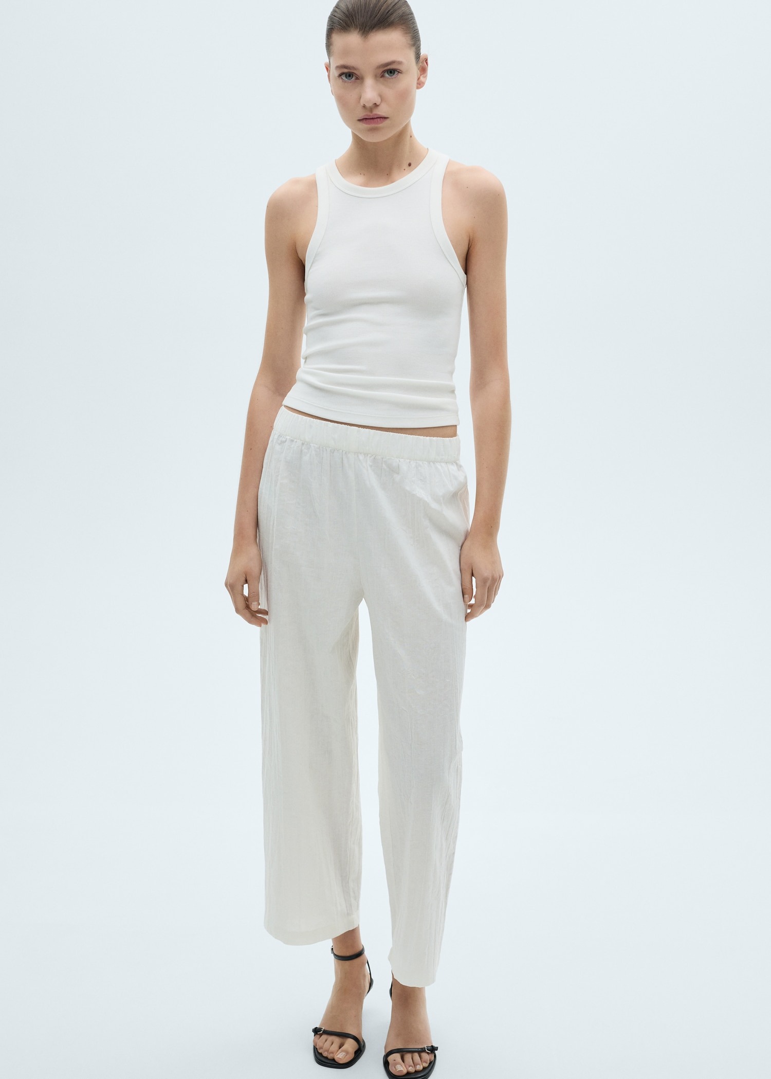 MANGO, Linen-Blend Culotte Suit Pants