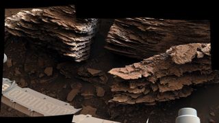 flaky layers of Martian rocks