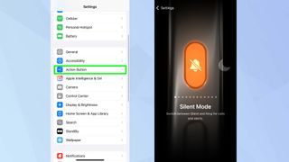 Setting up the iPhone 16 action button to silence calls and notifications 