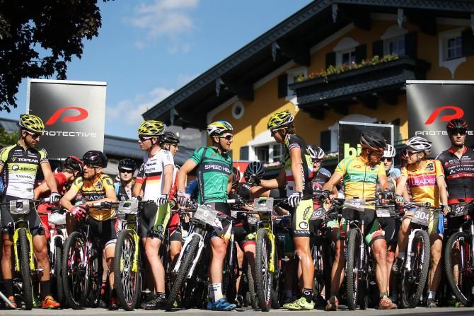 Race leaders line up for the start of the final day at Bike Four Peaks