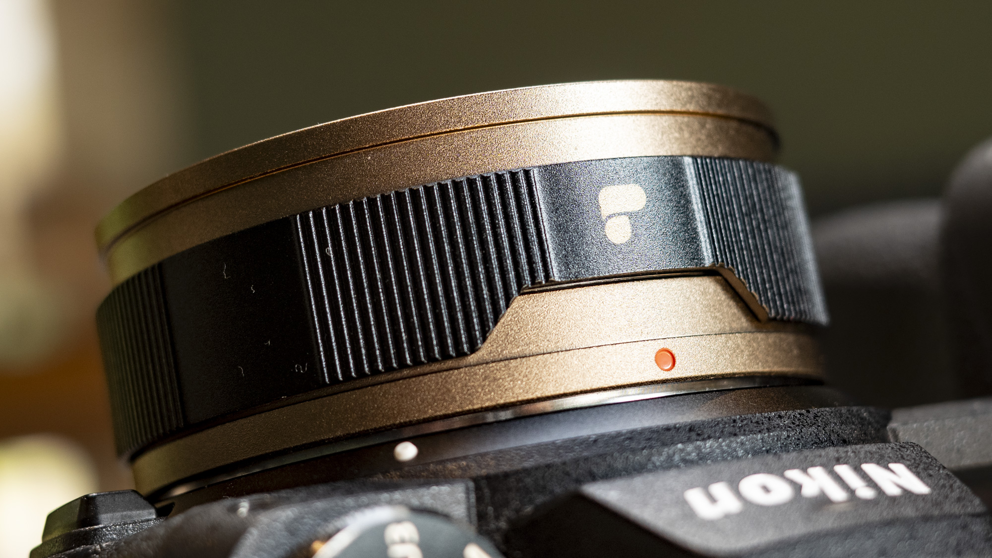 PolarPro LightLeak Lens, 28mm, attached to a Nikon mirrorless camera