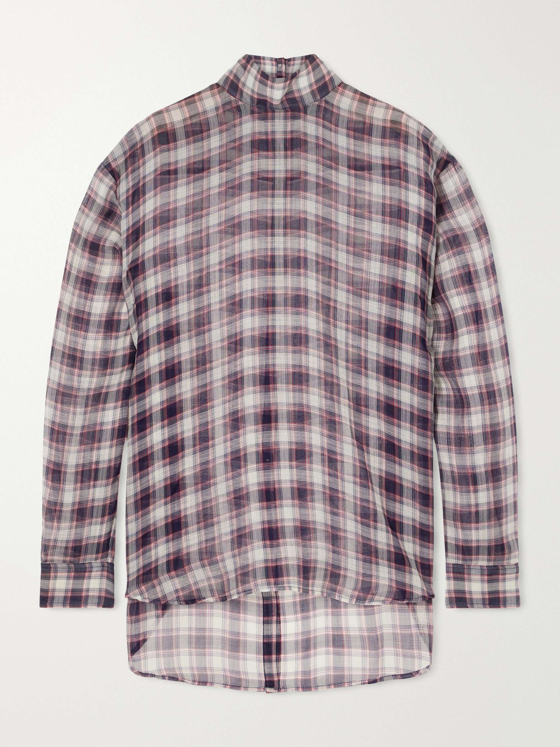 Reversable Checked Cotton and Silk-Blend Shirt