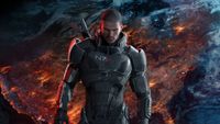 Screenshot from the Mass Effect series showing the male Commander Shepard