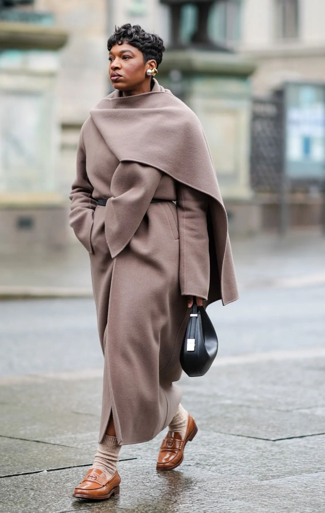 Image of woman wearing socks and loafers