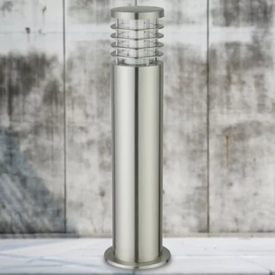 First Choice Lighting Set of 2 Bloom Brushed Stainless Steel Outdoor Post Lights