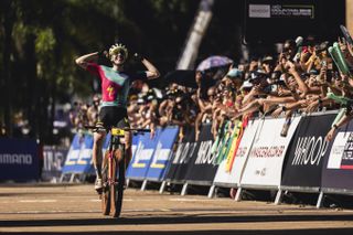 Haley Batten performs at UCI XCO World Cup in Araxa, Brazil on April 21, 2024