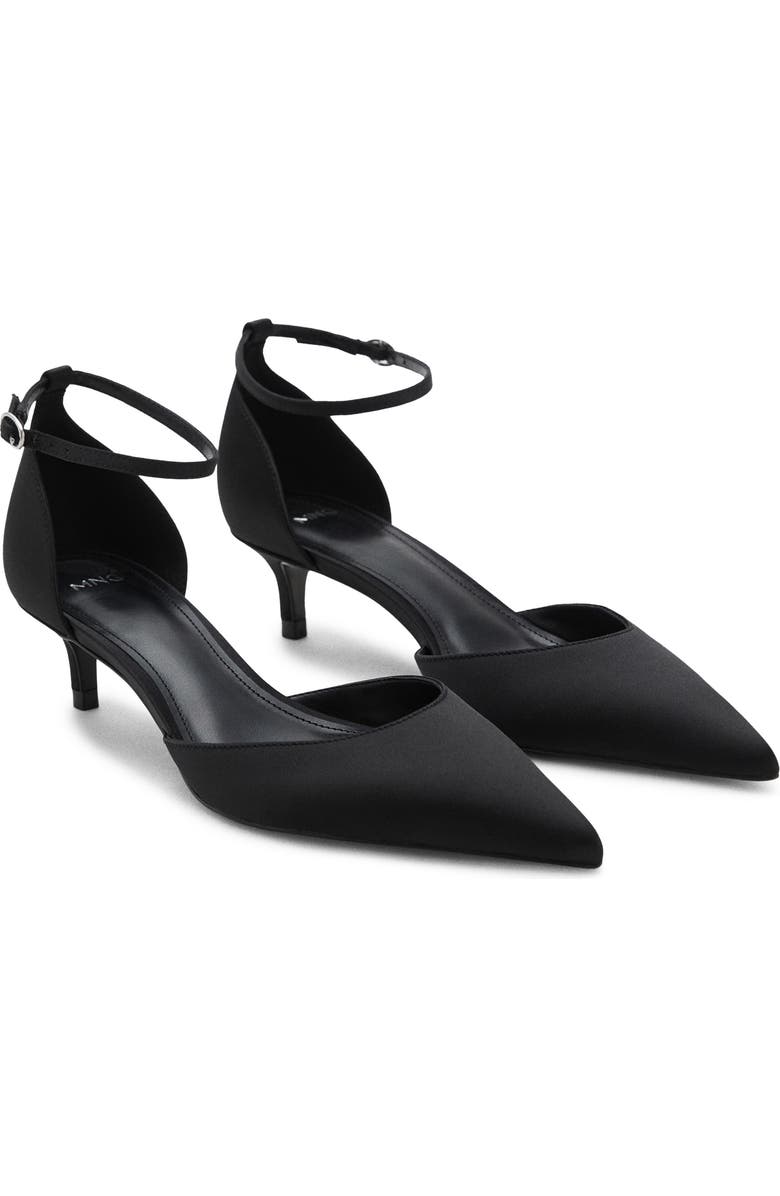 Ankle Strap Pointed Toe Kitten Heel Pump