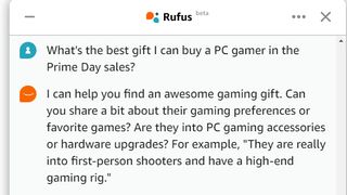 Amazon's Rufus AI tool in action during Prime Day.