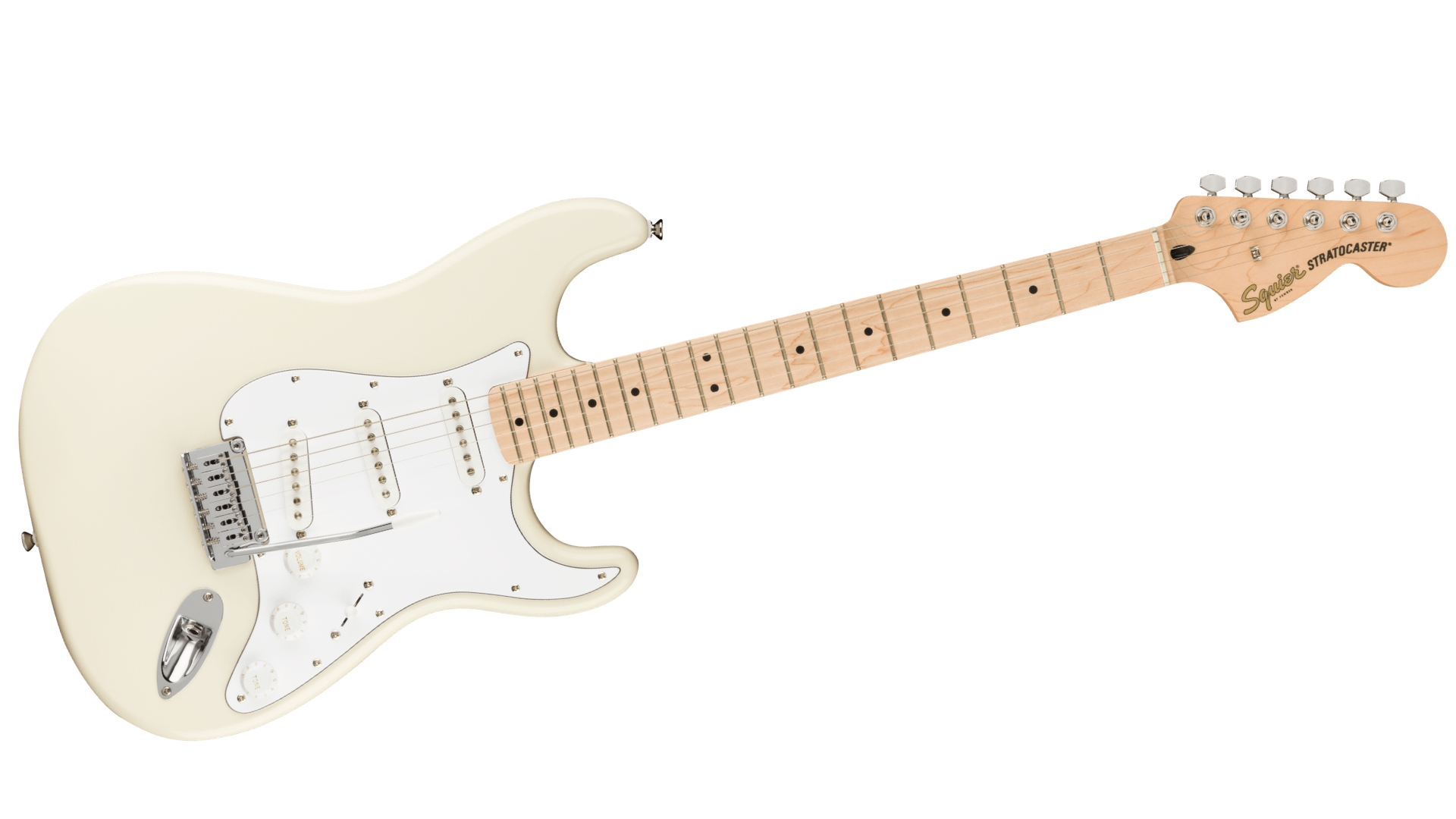 A Squier Affinity Stratocaster electric guitar