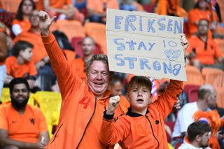 Holland fans showed their support for Denmark's Christian Eriksen, who used to play at Ajax, in Amsterdam