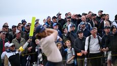 Fleetwood strikes a tee shot at the Open