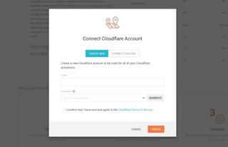 SiteGround's webpage window allowing for CloudFlare account connection