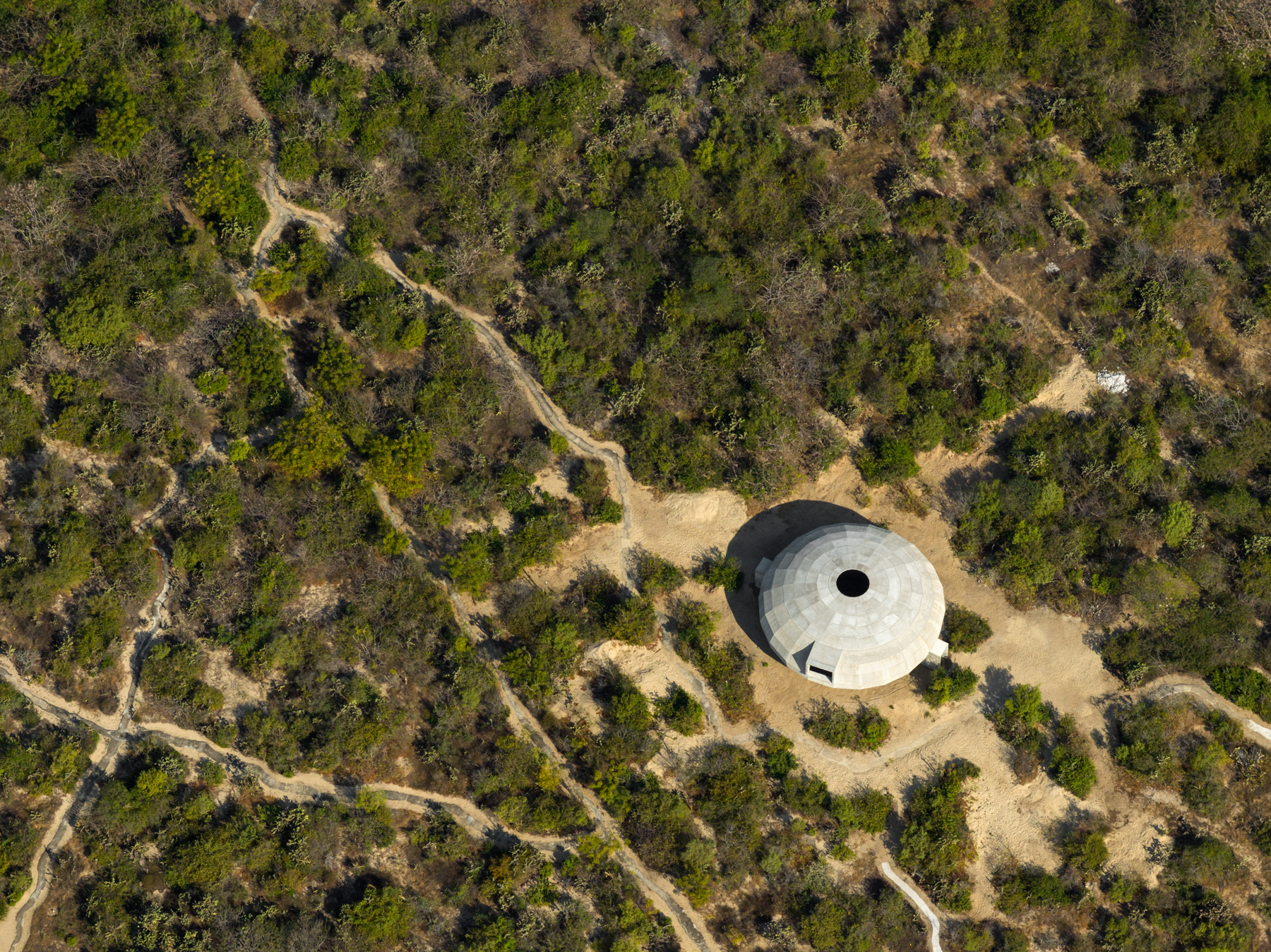 oval shaped Casa Wabi Mushroom Pavilion by OMA