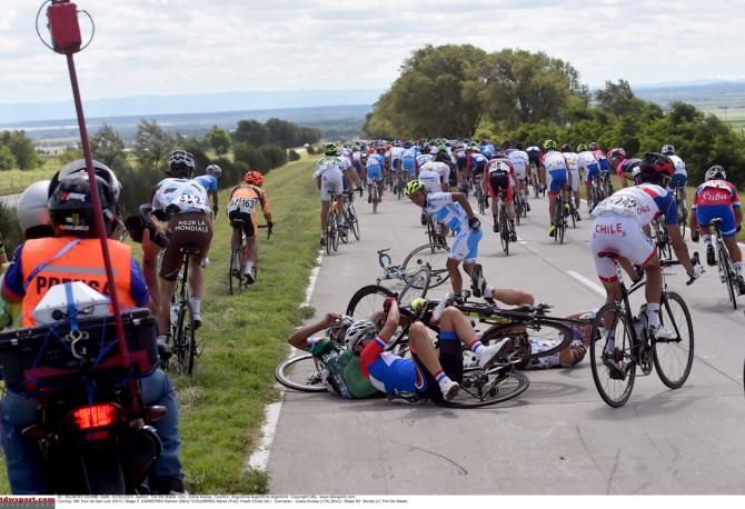 One of the crashes from today's stage